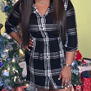 worn 1x express b&w plaid dress